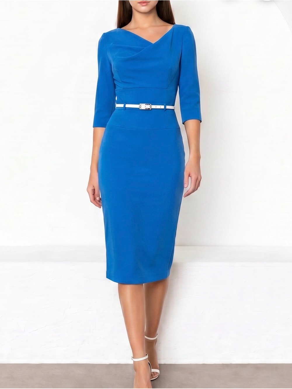 NWT Black Halo Jackie O 3/4 Sleeve Sheath Dress Candy Blue Size 10